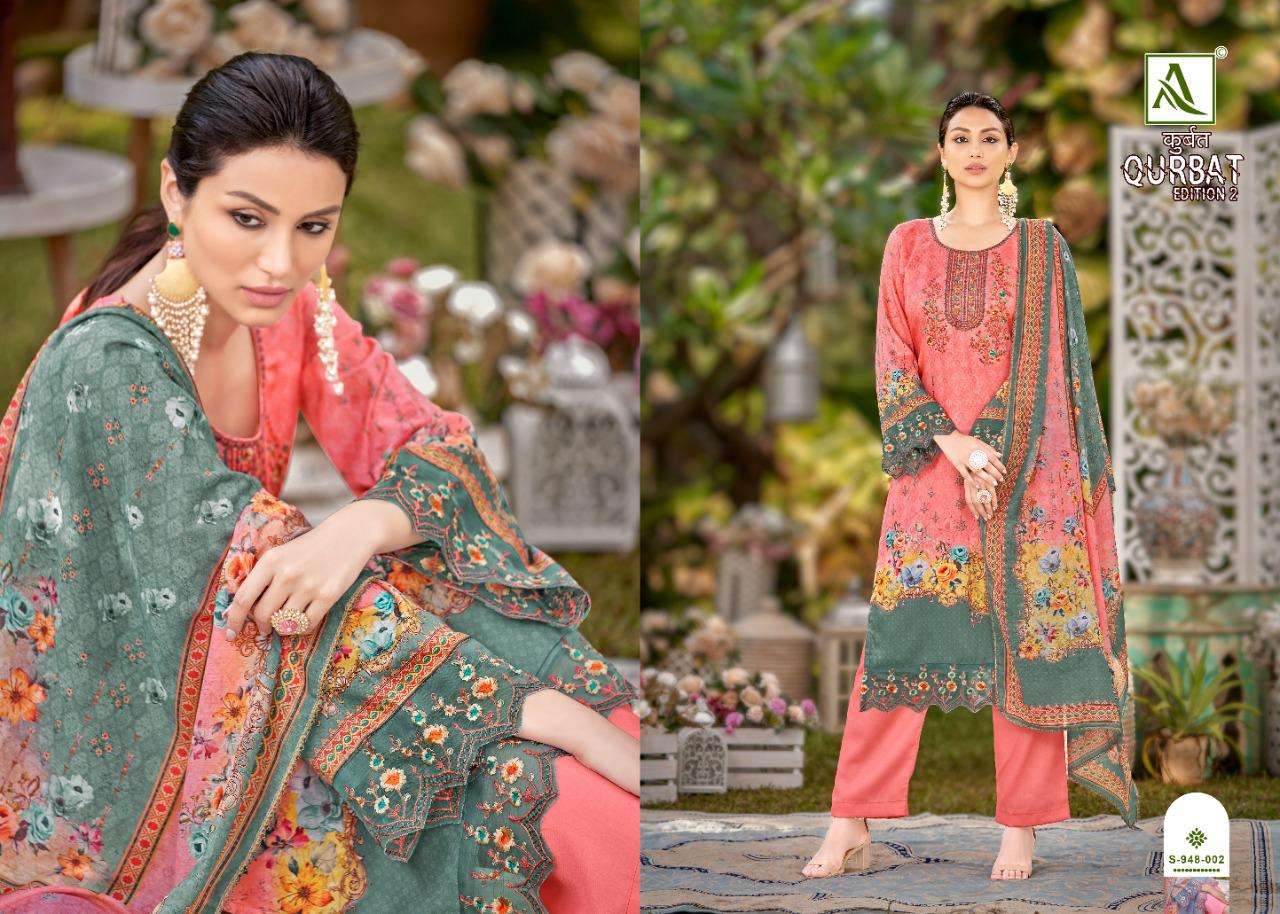 Alok Qurbat Vol 2 Catalog Fancy Wear Jam Cotton Embroidery Women Dress Materials 