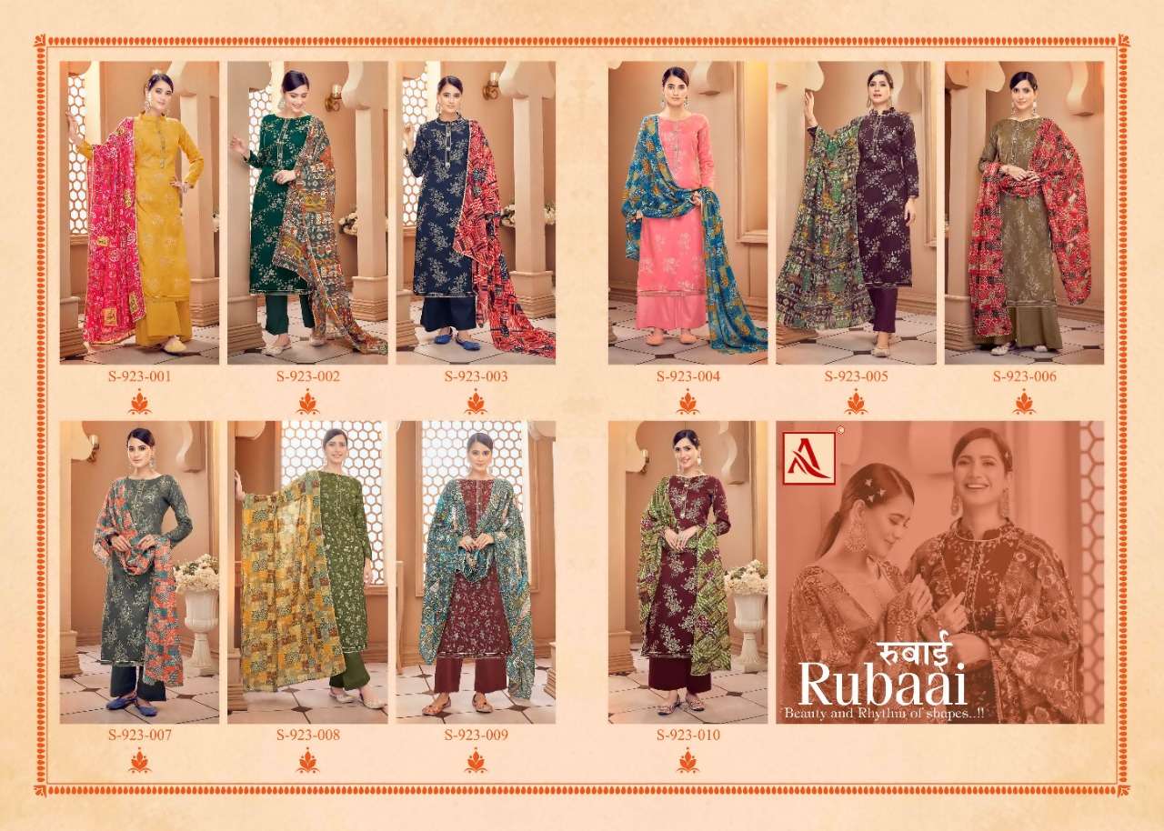 Alok Rubaai Catalog Party Wear Pure  Jam Women Dress Materials
