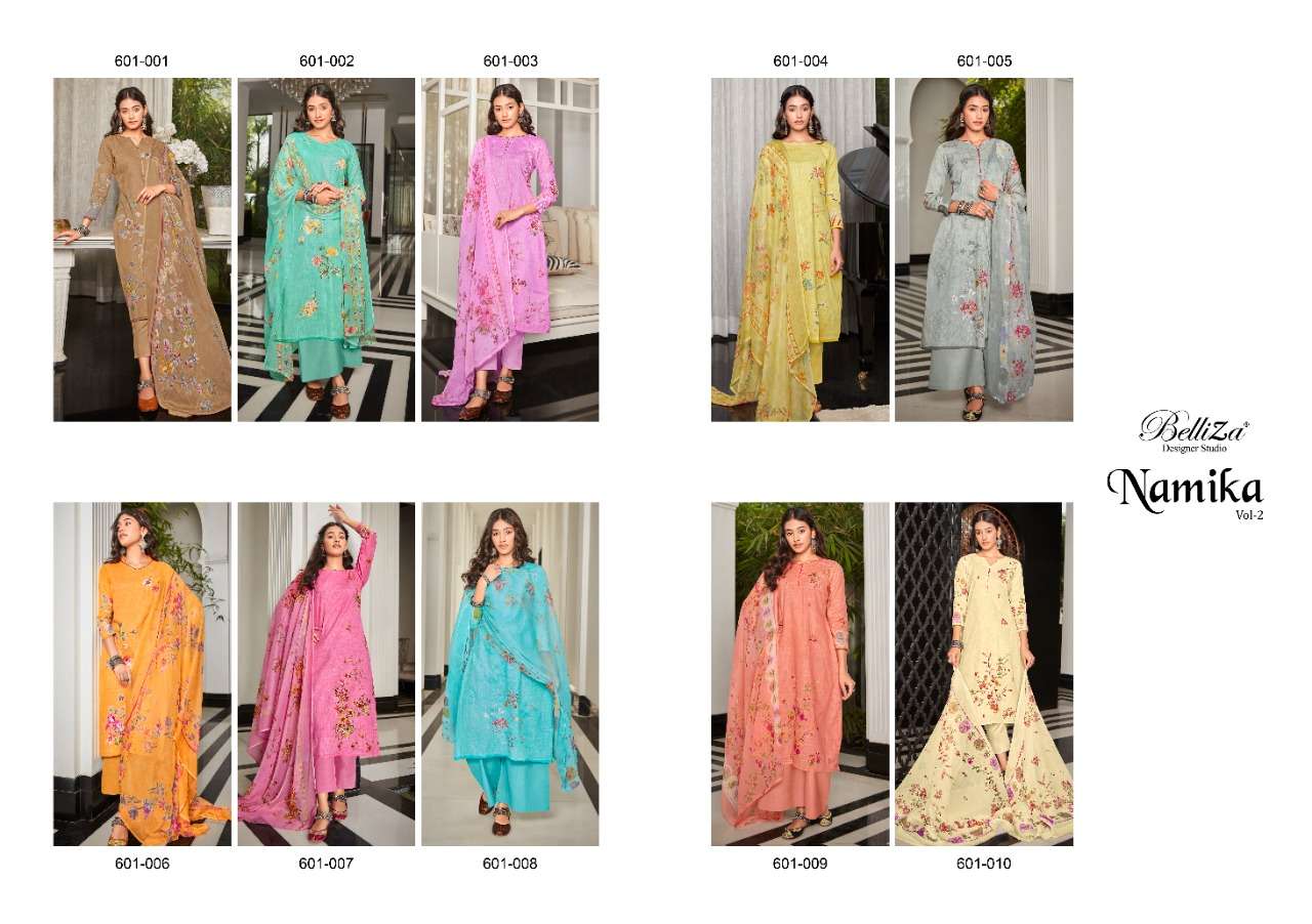 Belliza Namika Vol 2 Catalog Designer Wear Pure Cotton Linen Printed Ladies Dress Materials 