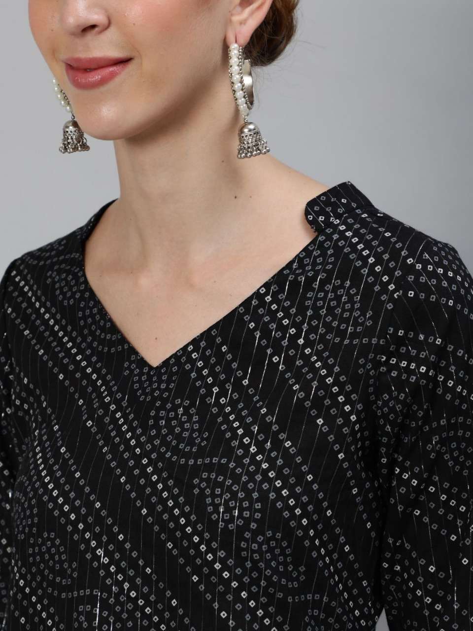 Black Cotton Bandhani Casual Wear Cotton Printed Kurti Online At Wholesale Rate