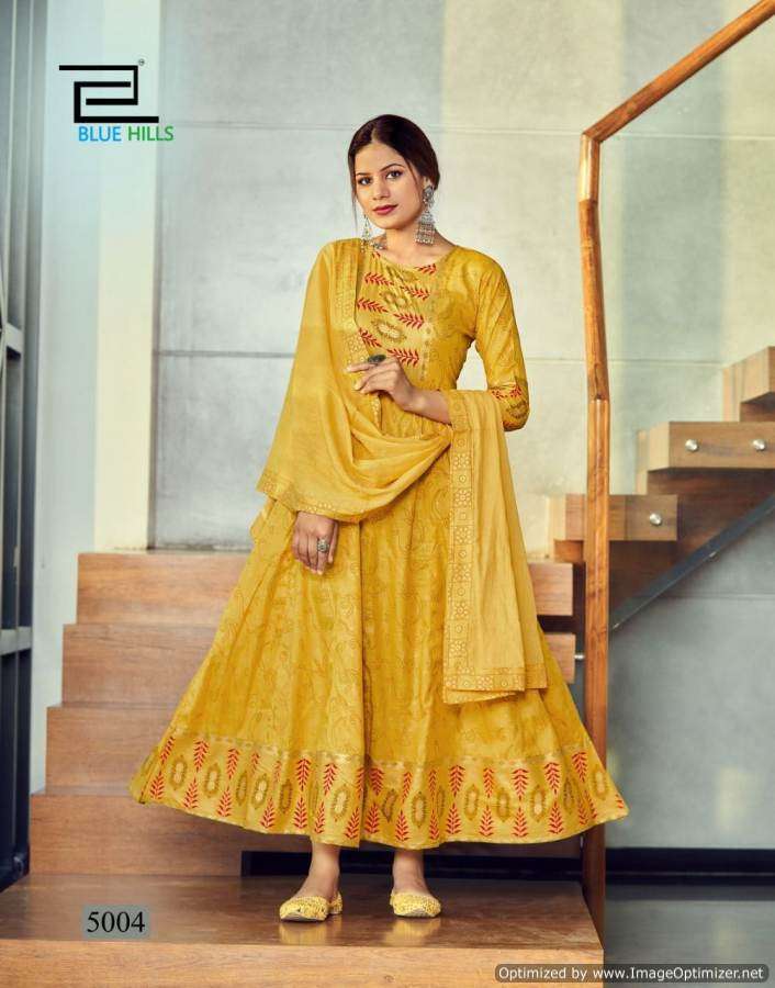 Blue Hills Manike Mage Hithe Vol 5 Catalog Party Wear Anarkali Kurti With Dupatta