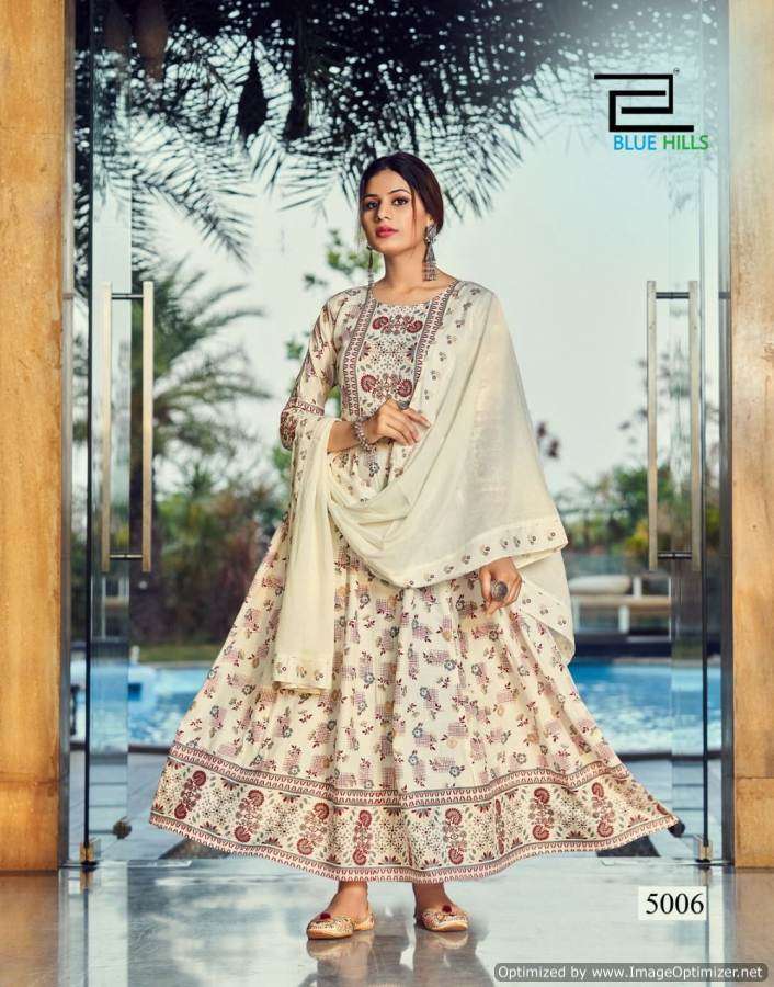 Blue Hills Manike Mage Hithe Vol 5 Catalog Party Wear Anarkali Kurti With Dupatta