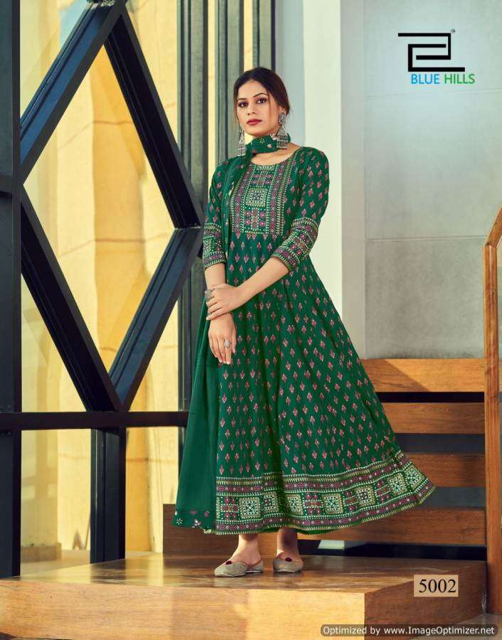Blue Hills Manike Mage Hithe Vol 5 Catalog Party Wear Anarkali Kurti With Dupatta