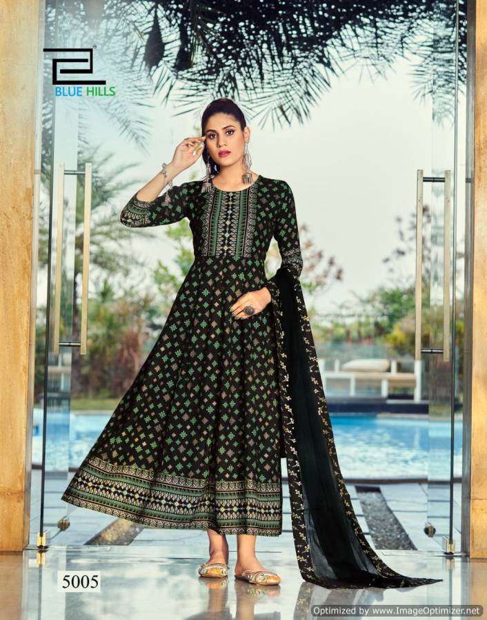 Blue Hills Manike Mage Hithe Vol 5 Catalog Party Wear Anarkali Kurti With Dupatta