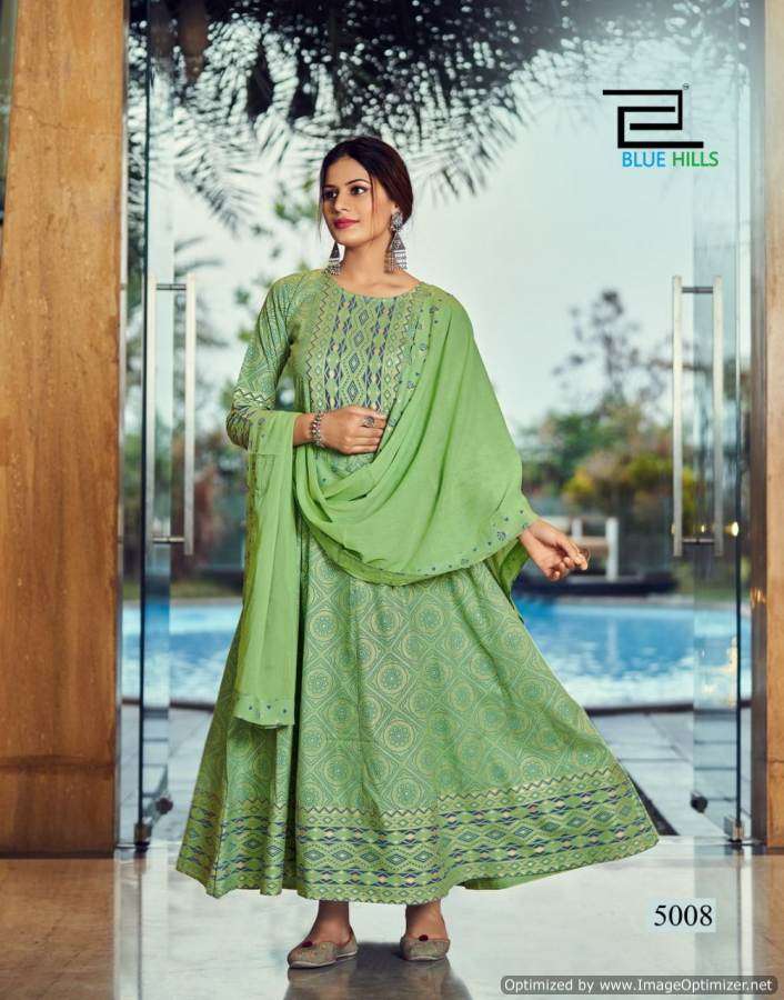 Blue Hills Manike Mage Hithe Vol 5 Catalog Party Wear Anarkali Kurti With Dupatta