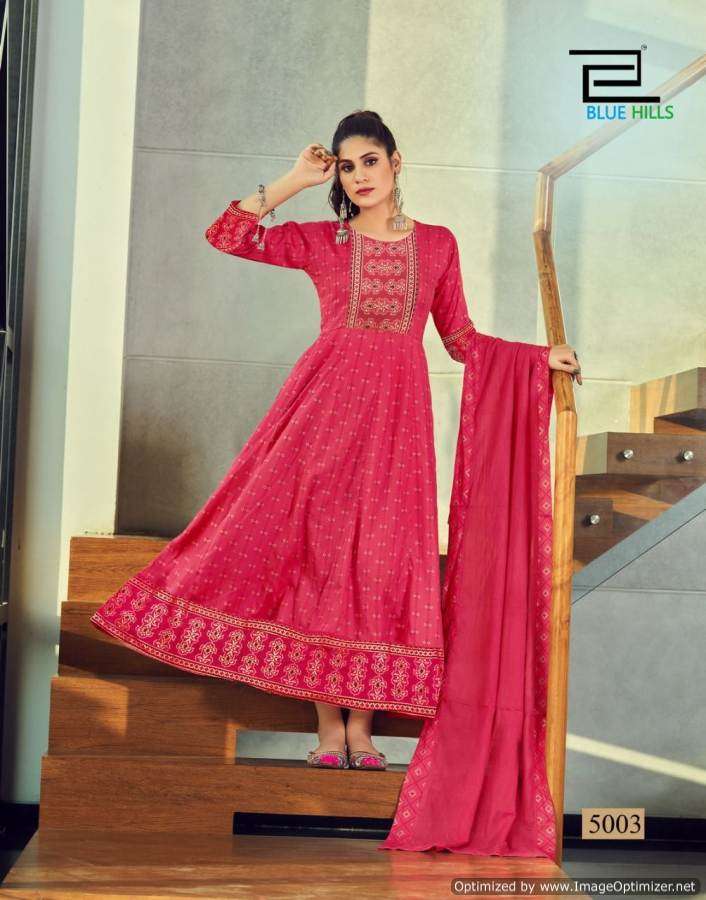 Blue Hills Manike Mage Hithe Vol 5 Catalog Party Wear Anarkali Kurti With Dupatta