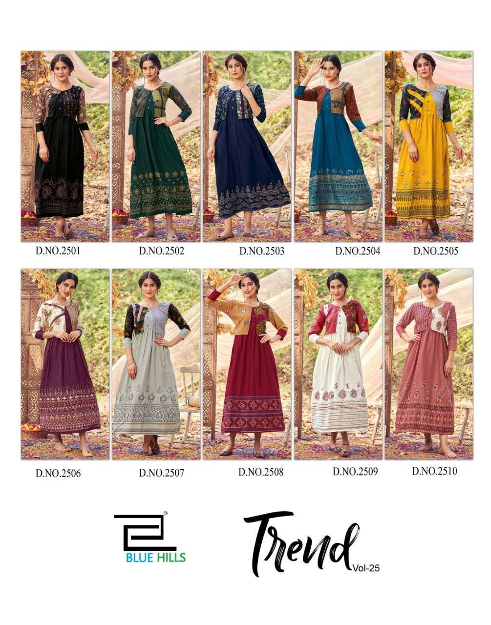 Blue Hills Trend Vol 25 Catalog Party Wear Long Anarkali Kurti With Jacket 