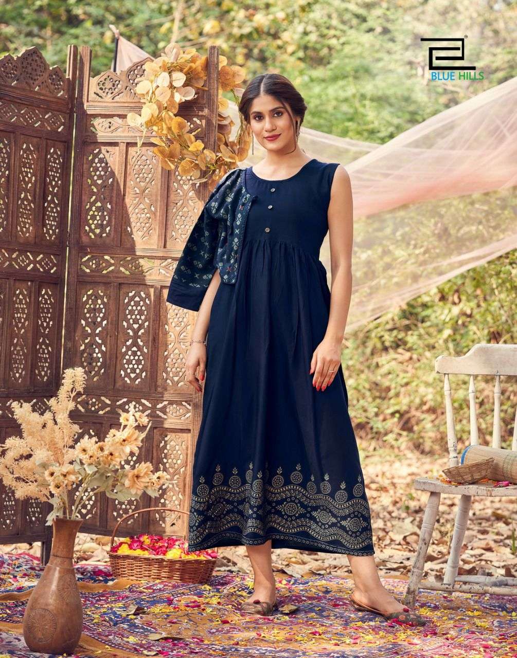 Blue Hills Trend Vol 25 Catalog Party Wear Long Anarkali Kurti With Jacket 