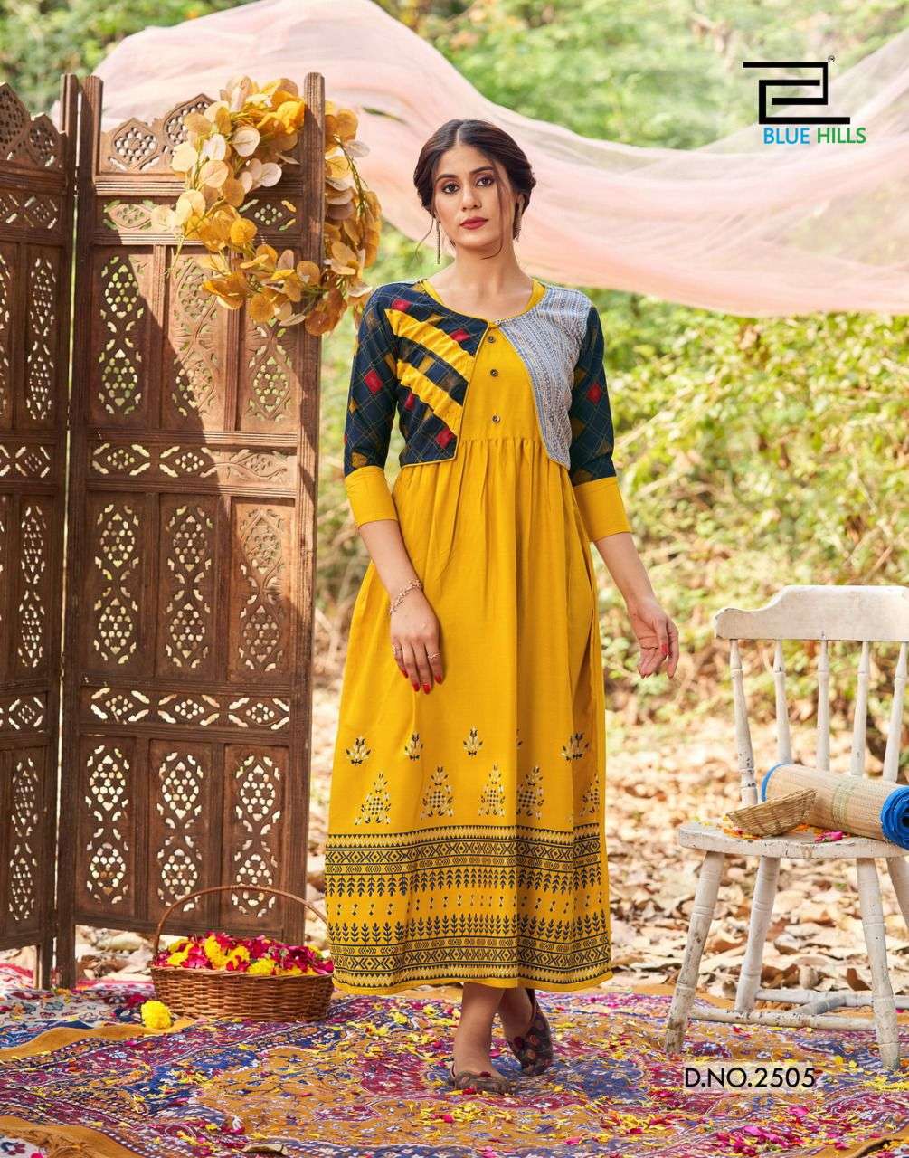 Blue Hills Trend Vol 25 Catalog Party Wear Long Anarkali Kurti With Jacket 