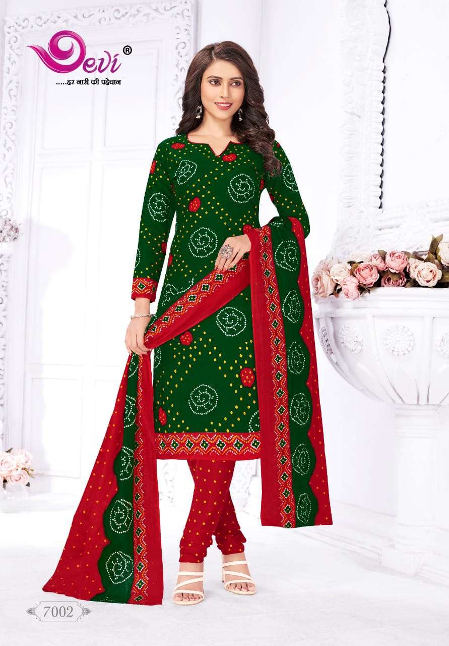 Devi Chunari Special Vol 7 Catalog Festive Wear Beautiful Cotton Bandhani Printed Dress Materials