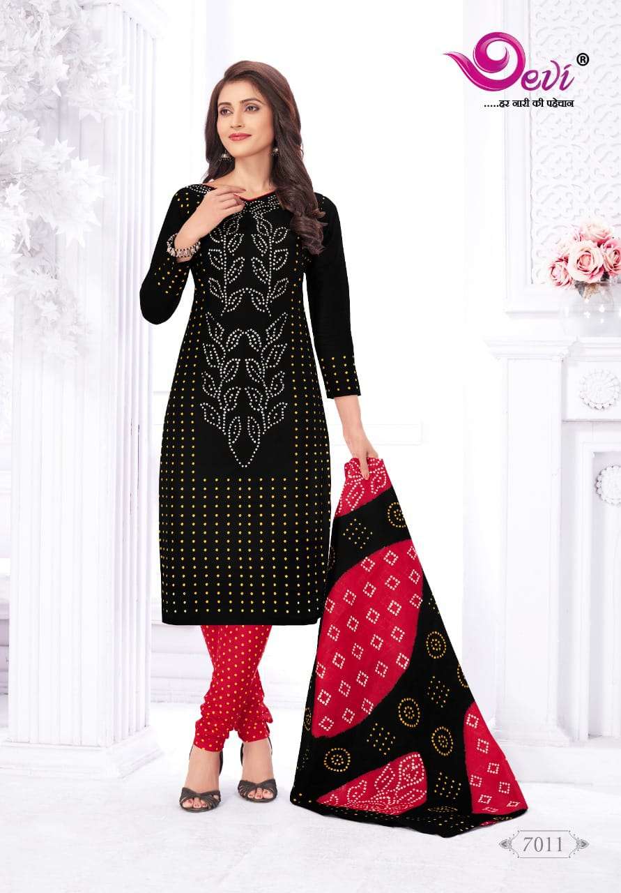 Devi Chunari Special Vol 7 Catalog Festive Wear Beautiful Cotton Bandhani Printed Dress Materials