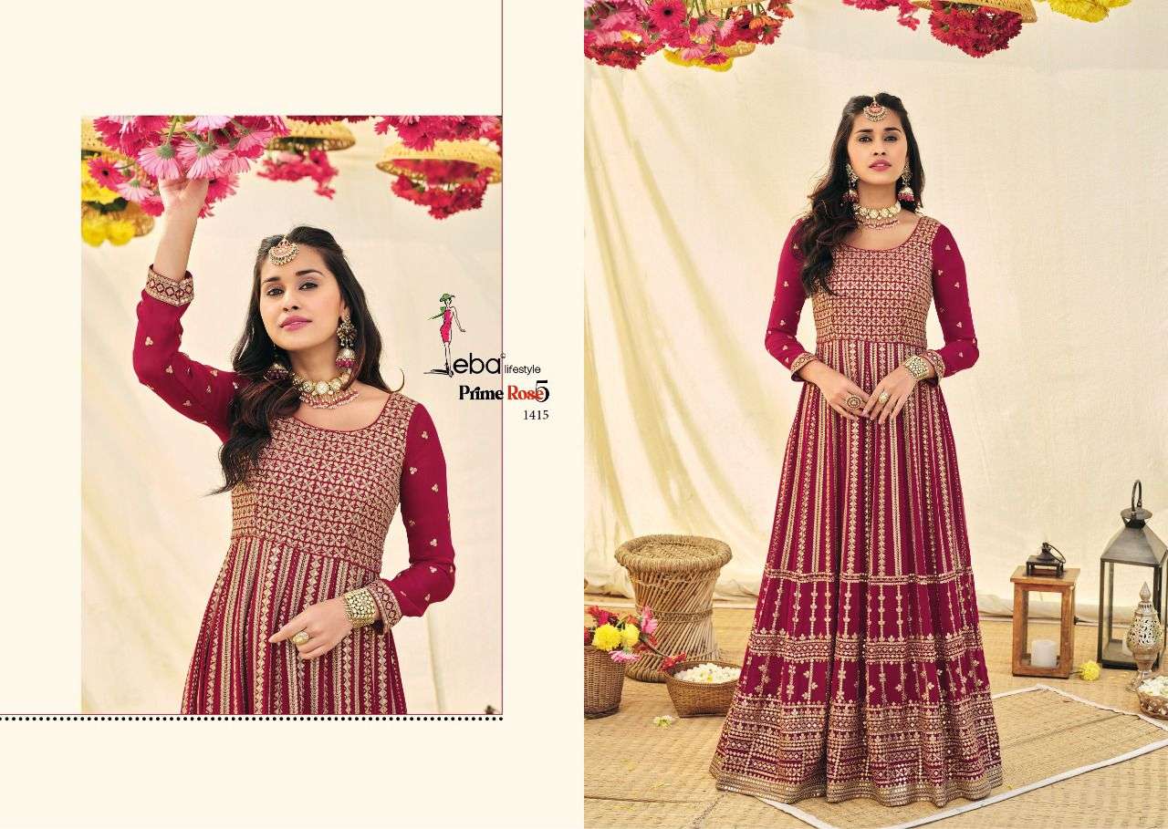 Eba Prime Rose Vol 5 Catalog Bridal Wear Georgette Heavy Embroidery Stitched  Long Gowns 