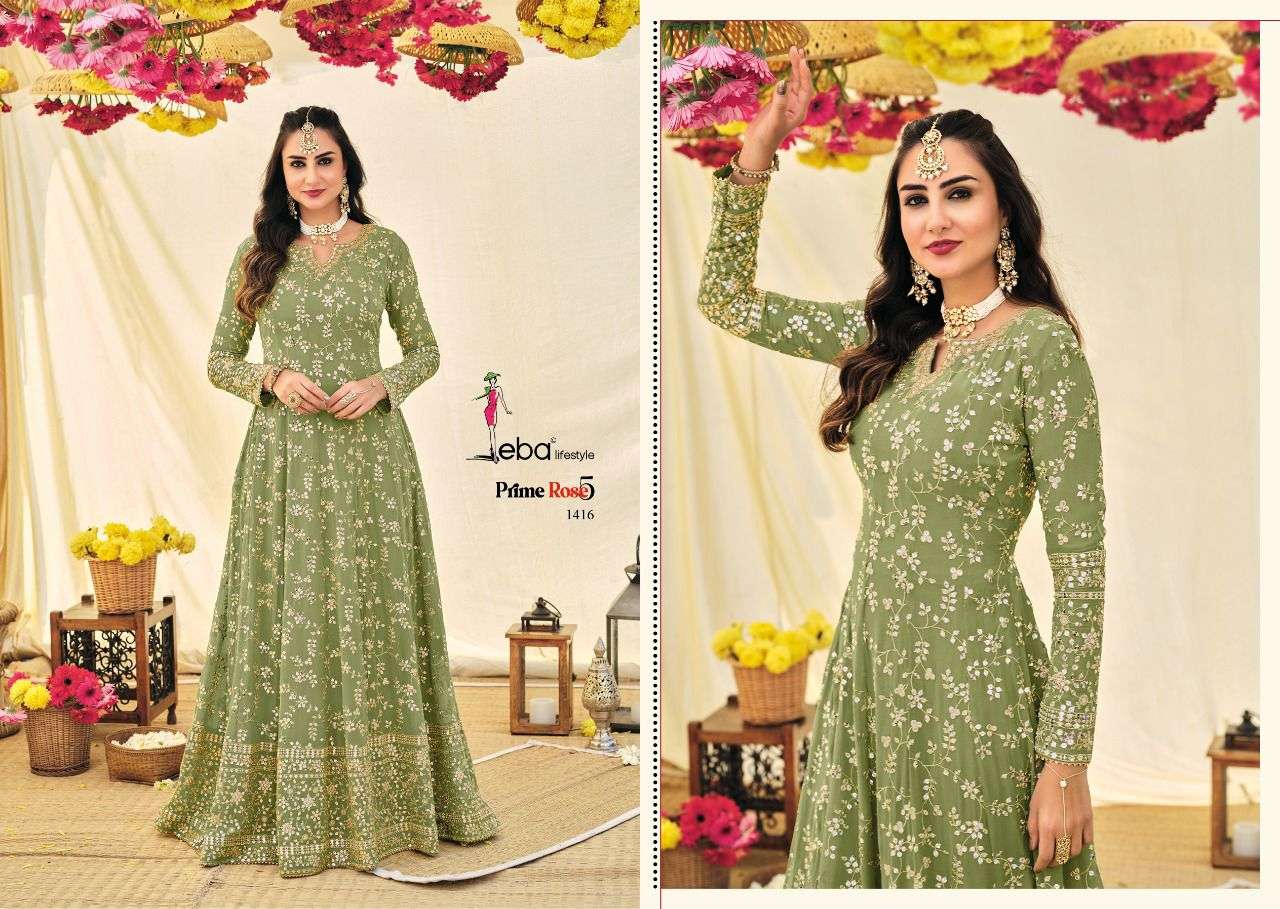 Eba Prime Rose Vol 5 Catalog Bridal Wear Georgette Heavy Embroidery Stitched  Long Gowns 