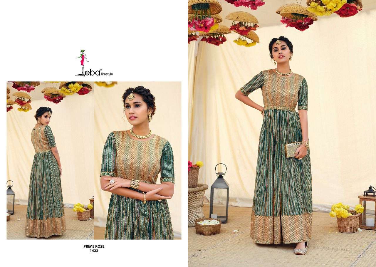 Eba Prime Rose Vol 6 Catalog Exclusive Wear Georgette Embroidery Readymade Long Gowns 