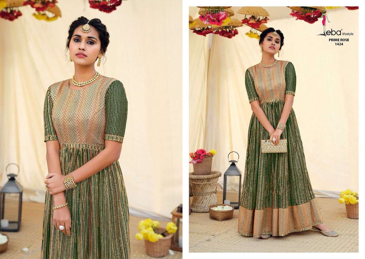 Eba Prime Rose Vol 6 Catalog Exclusive Wear Georgette Embroidery Readymade Long Gowns 