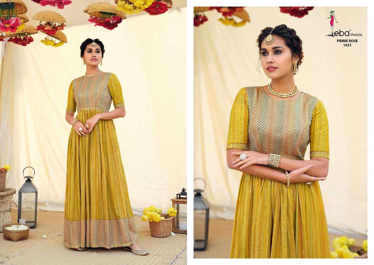 Eba Prime Rose Vol 6 Catalog Exclusive Wear Georgette Embroidery Readymade Long Gowns 