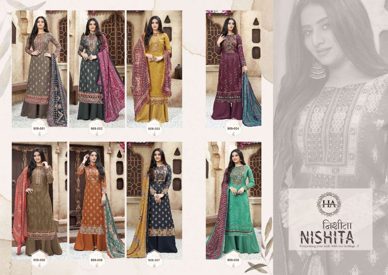 Harshit Nishita Catalog Designer Wear Pure Jam Cotton Unstitched Dress Materials 