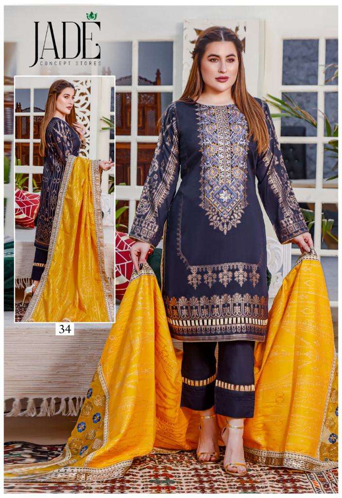 Jade Firdous Urbane Luxury Festive Lawn Vol 4 Catalog Exclusive Wear Lawn Cotton Dress Materials