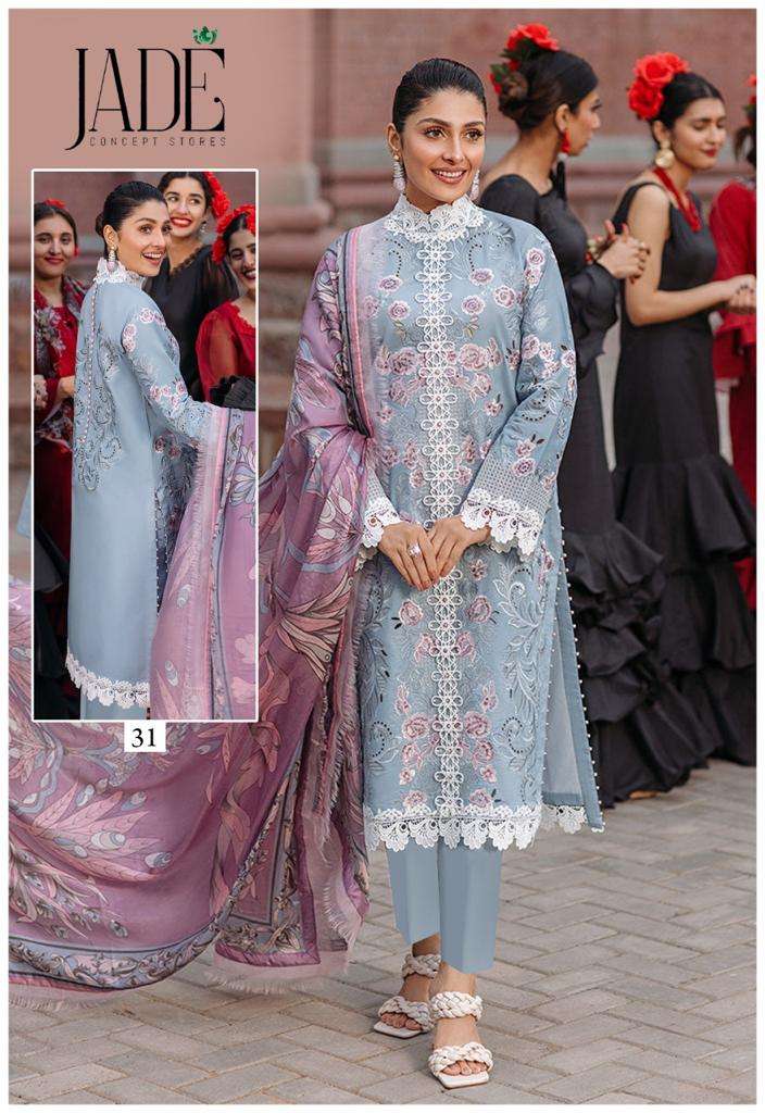 Jade Firdous Urbane Luxury Festive Lawn Vol 4 Catalog Exclusive Wear Lawn Cotton Dress Materials