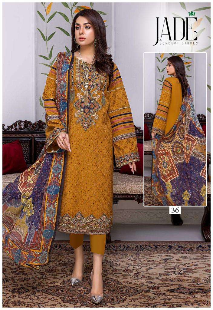 Jade Firdous Urbane Luxury Festive Lawn Vol 4 Catalog Exclusive Wear Lawn Cotton Dress Materials