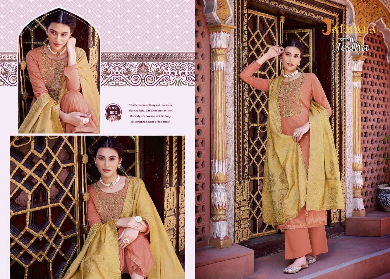 Jaimala Jodha Catalog Designer Wear Pure Muslin Embroidery Unstitched Dress Materials