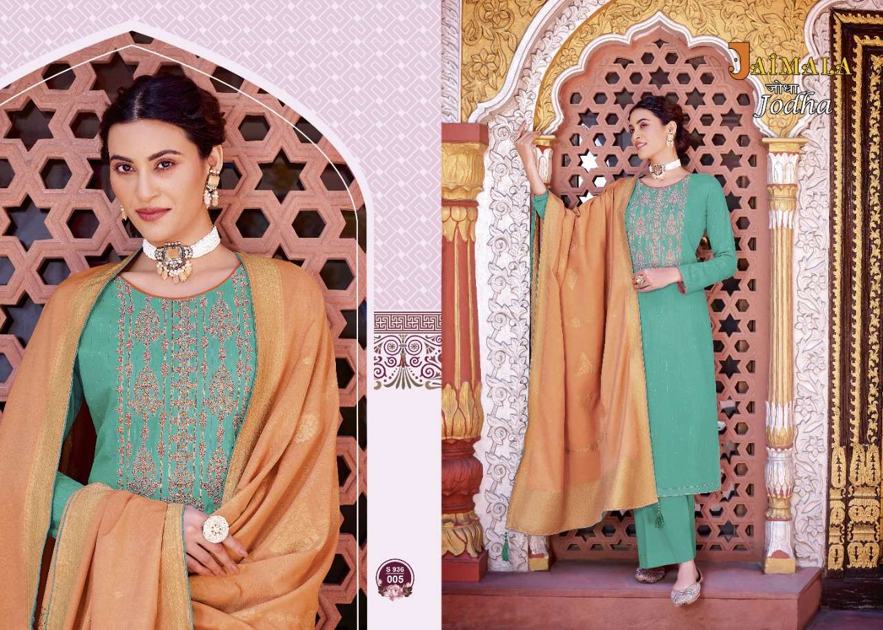 Jaimala Jodha Catalog Designer Wear Pure Muslin Embroidery Unstitched Dress Materials
