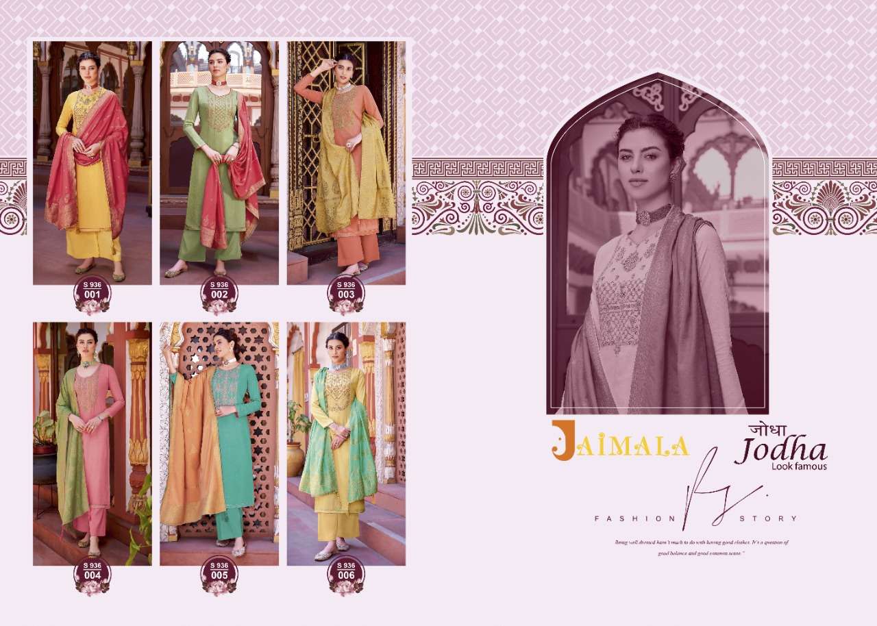 Jaimala Jodha Catalog Designer Wear Pure Muslin Embroidery Unstitched Dress Materials