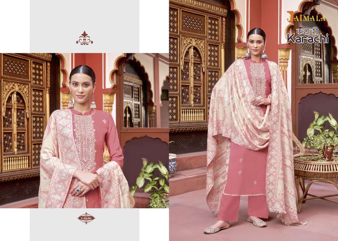 Jaimala Karachi Catalog Designer Wear Pure Jam Cotton Dress Materials
