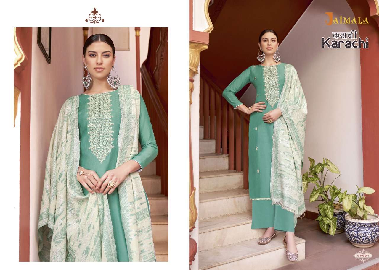 Jaimala Karachi Catalog Designer Wear Pure Jam Cotton Dress Materials