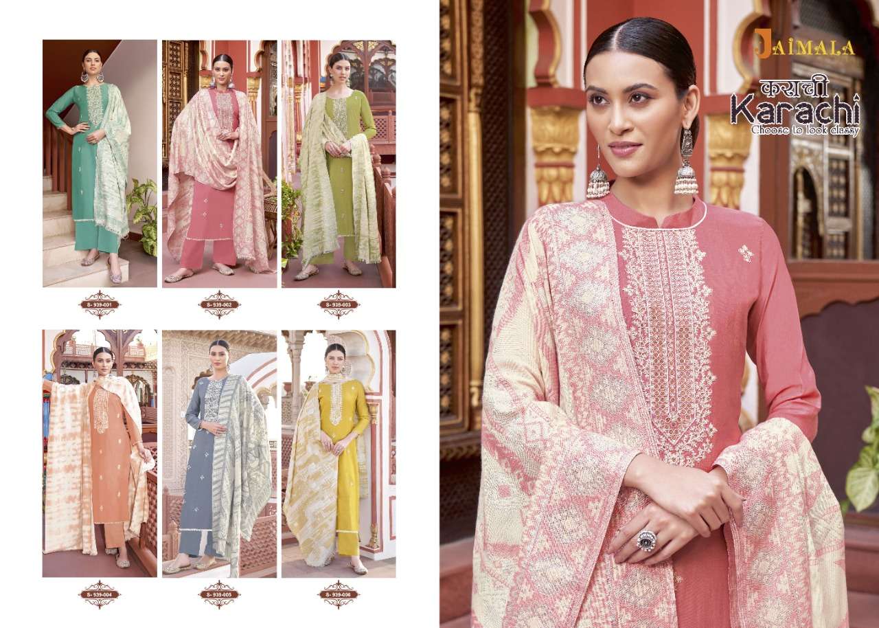 Jaimala Karachi Catalog Designer Wear Pure Jam Cotton Dress Materials