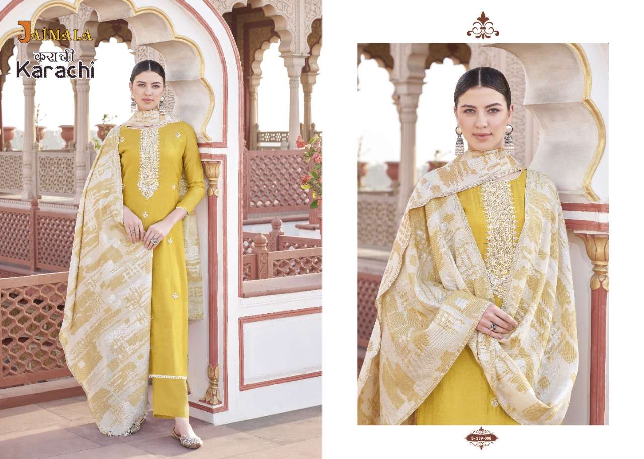 Jaimala Karachi Catalog Designer Wear Pure Jam Cotton Dress Materials