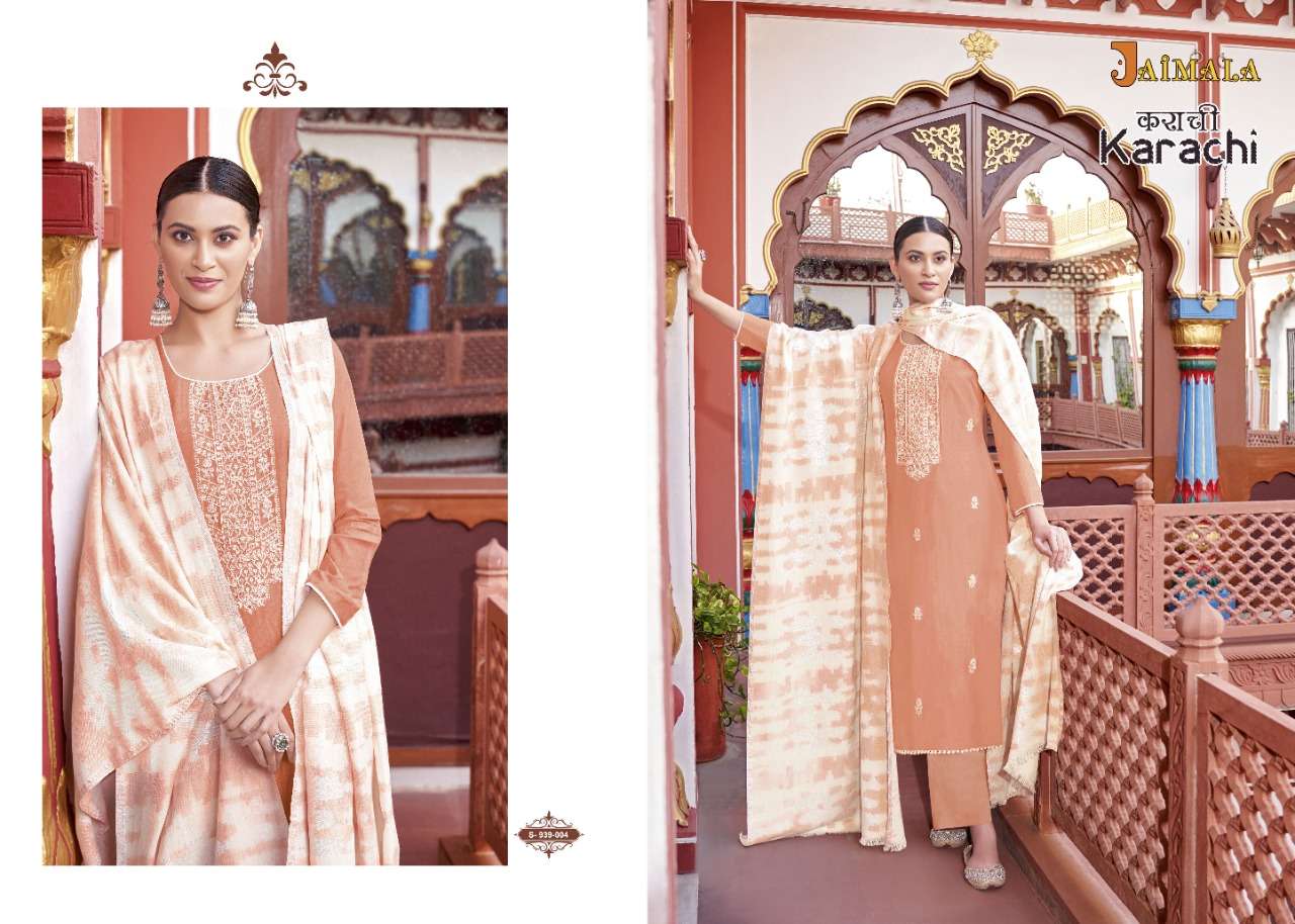 Jaimala Karachi Catalog Designer Wear Pure Jam Cotton Dress Materials