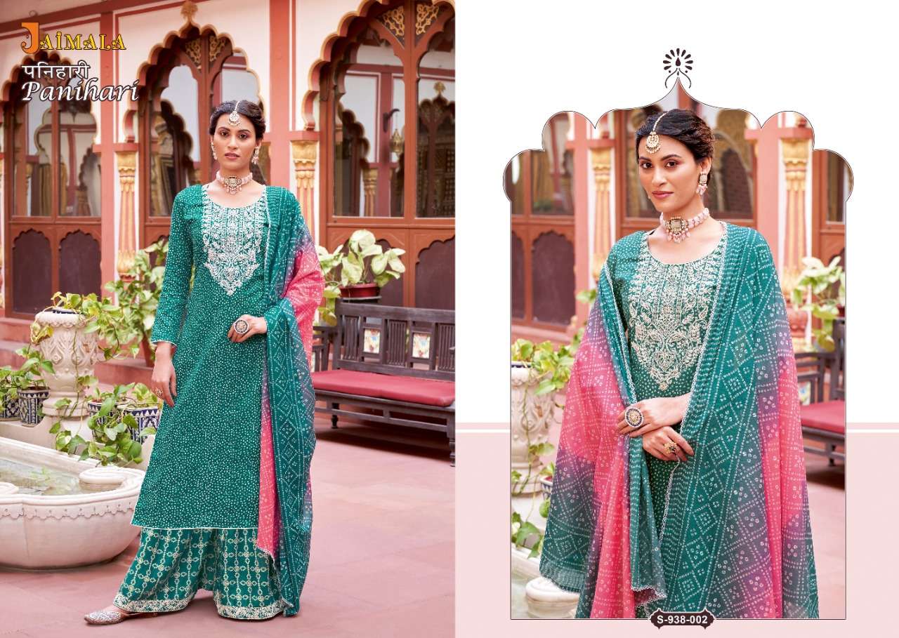 Jaimala Panihari Catalog Party Wear Jam Bandhej Printed Ladies Dress Materials 