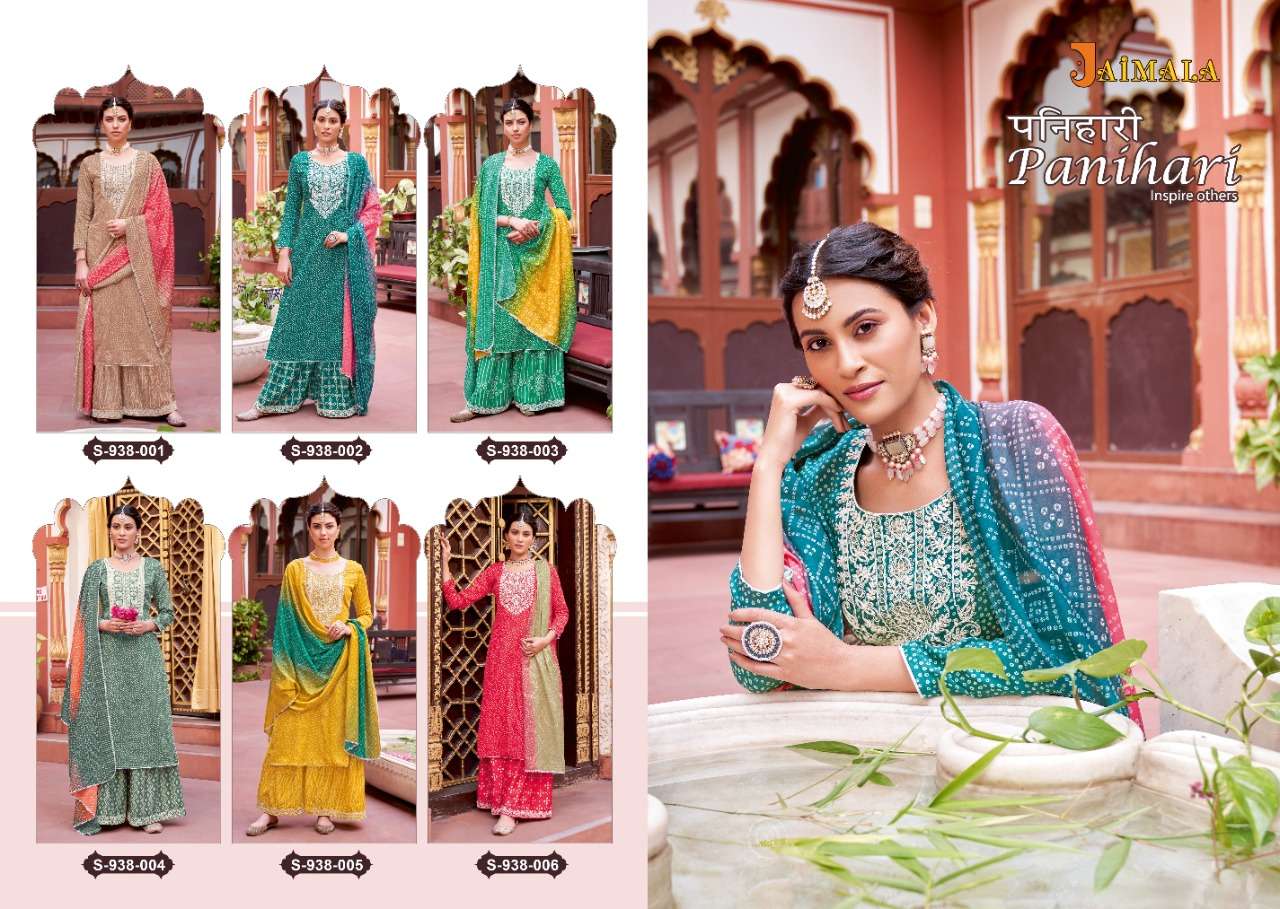 Jaimala Panihari Catalog Party Wear Jam Bandhej Printed Ladies Dress Materials 