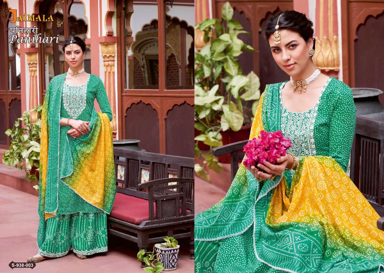 Jaimala Panihari Catalog Party Wear Jam Bandhej Printed Ladies Dress Materials 
