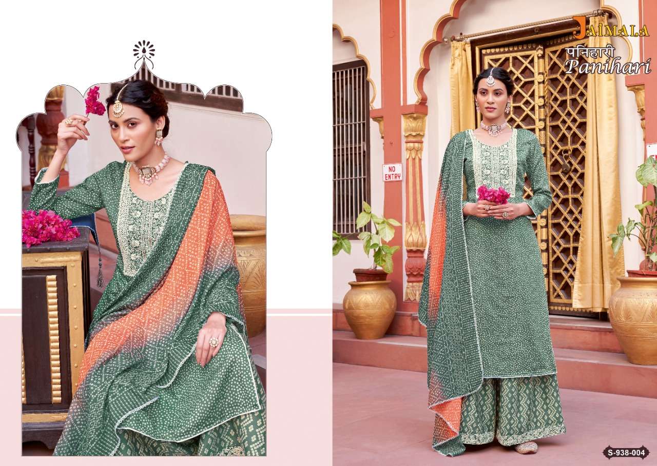 Jaimala Panihari Catalog Party Wear Jam Bandhej Printed Ladies Dress Materials 