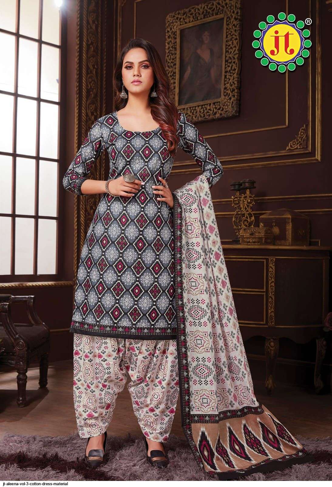 Jt Aleena Vol 3 Catalog Casual Wear Pure Cotton Printed Women Dress Materials