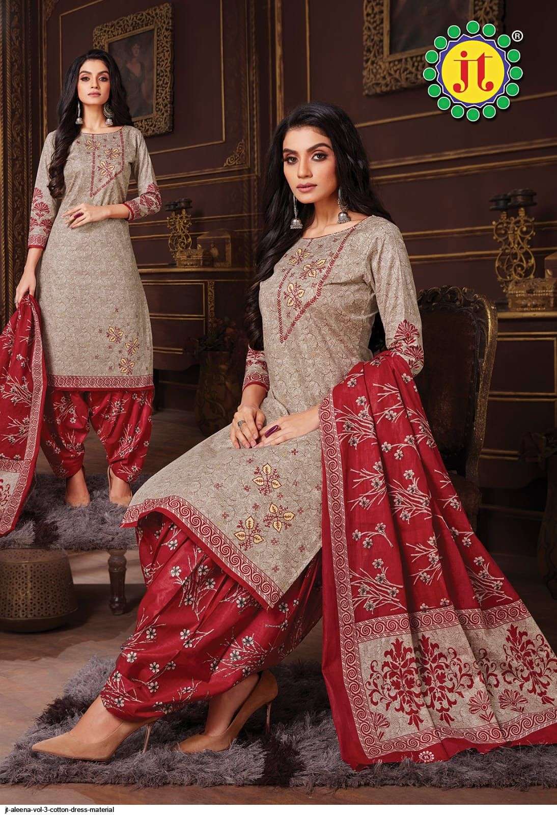 Jt Aleena Vol 3 Catalog Casual Wear Pure Cotton Printed Women Dress Materials