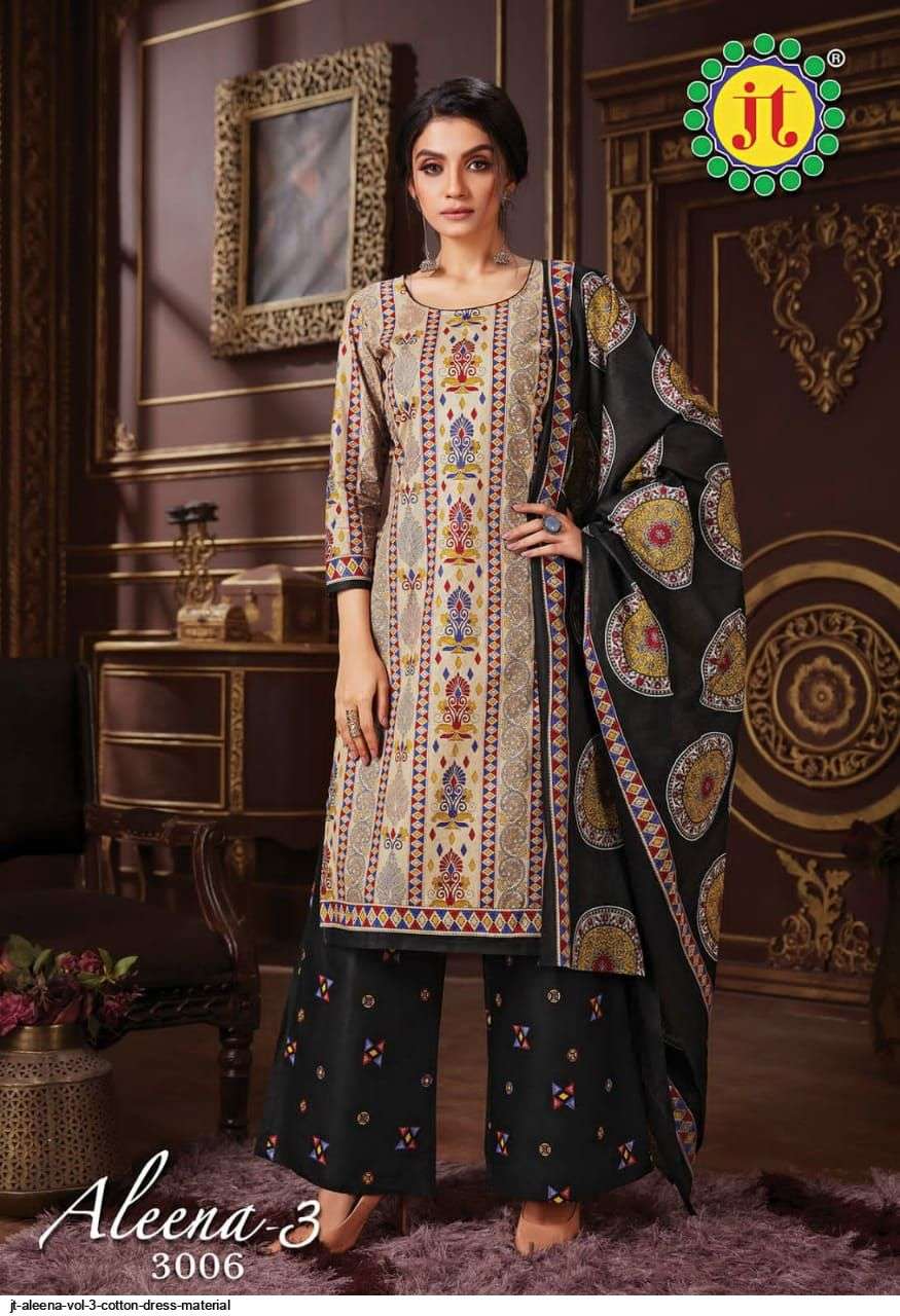 Jt Aleena Vol 3 Catalog Casual Wear Pure Cotton Printed Women Dress Materials