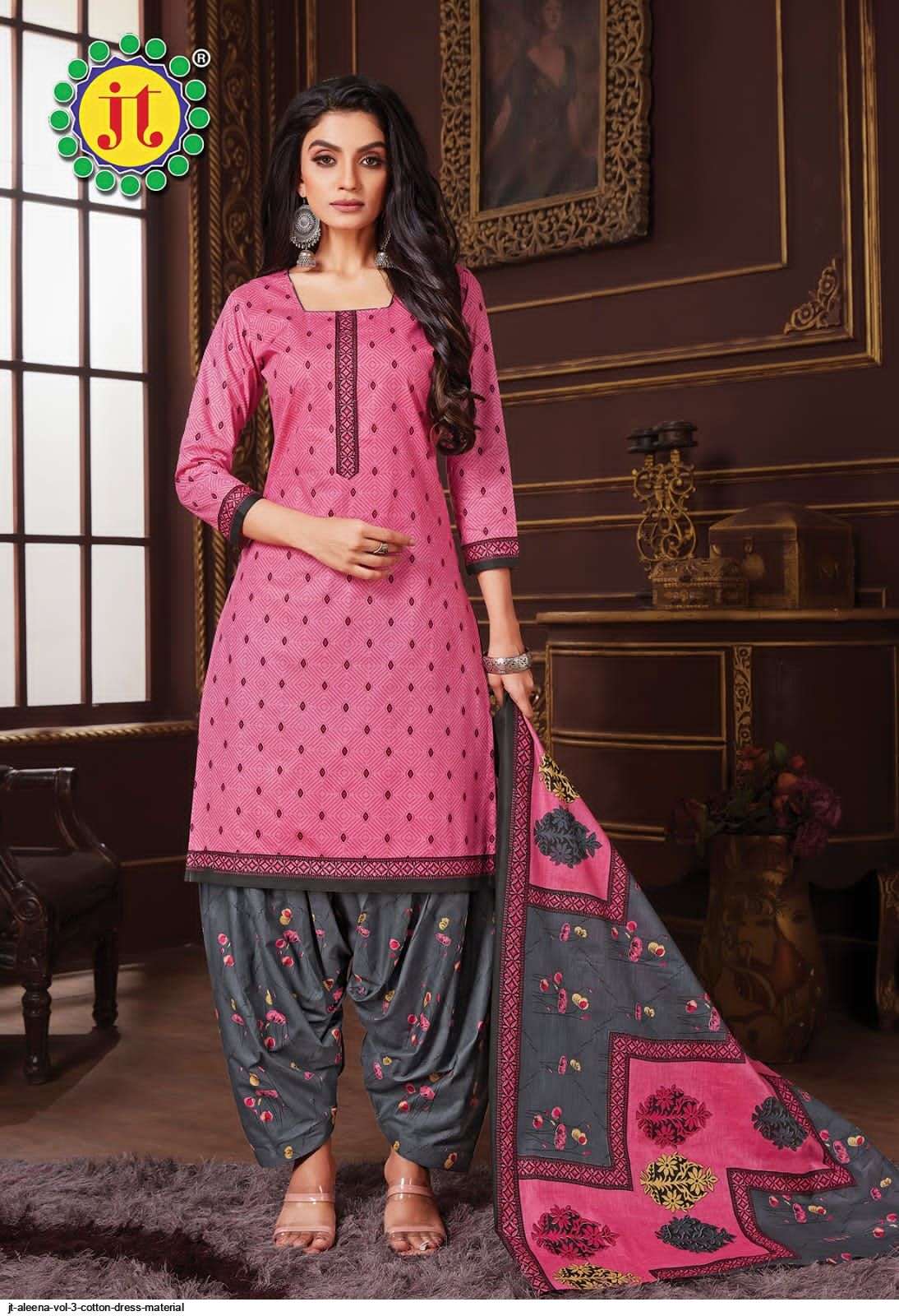 Jt Aleena Vol 3 Catalog Casual Wear Pure Cotton Printed Women Dress Materials
