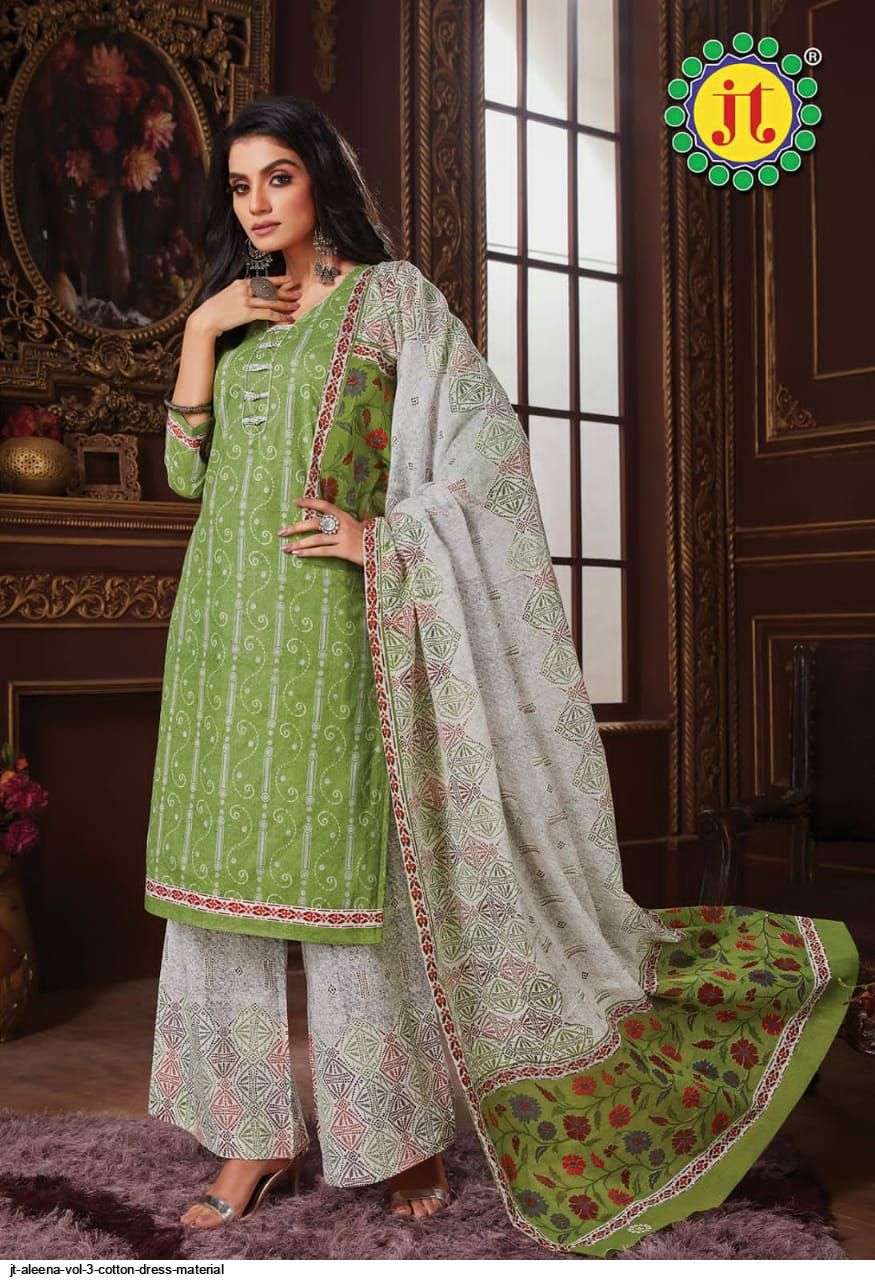 Jt Aleena Vol 3 Catalog Casual Wear Pure Cotton Printed Women Dress Materials