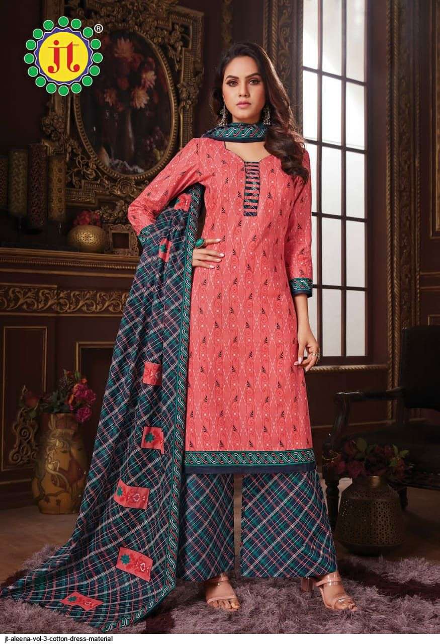 Jt Aleena Vol 3 Catalog Casual Wear Pure Cotton Printed Women Dress Materials