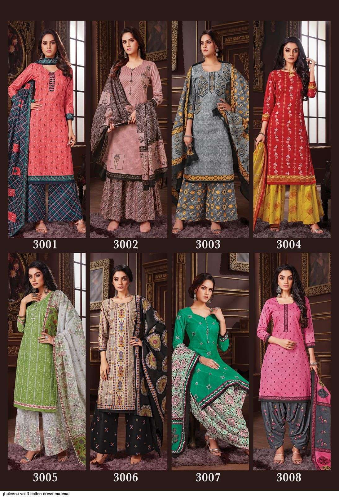 Jt Aleena Vol 3 Catalog Casual Wear Pure Cotton Printed Women Dress Materials
