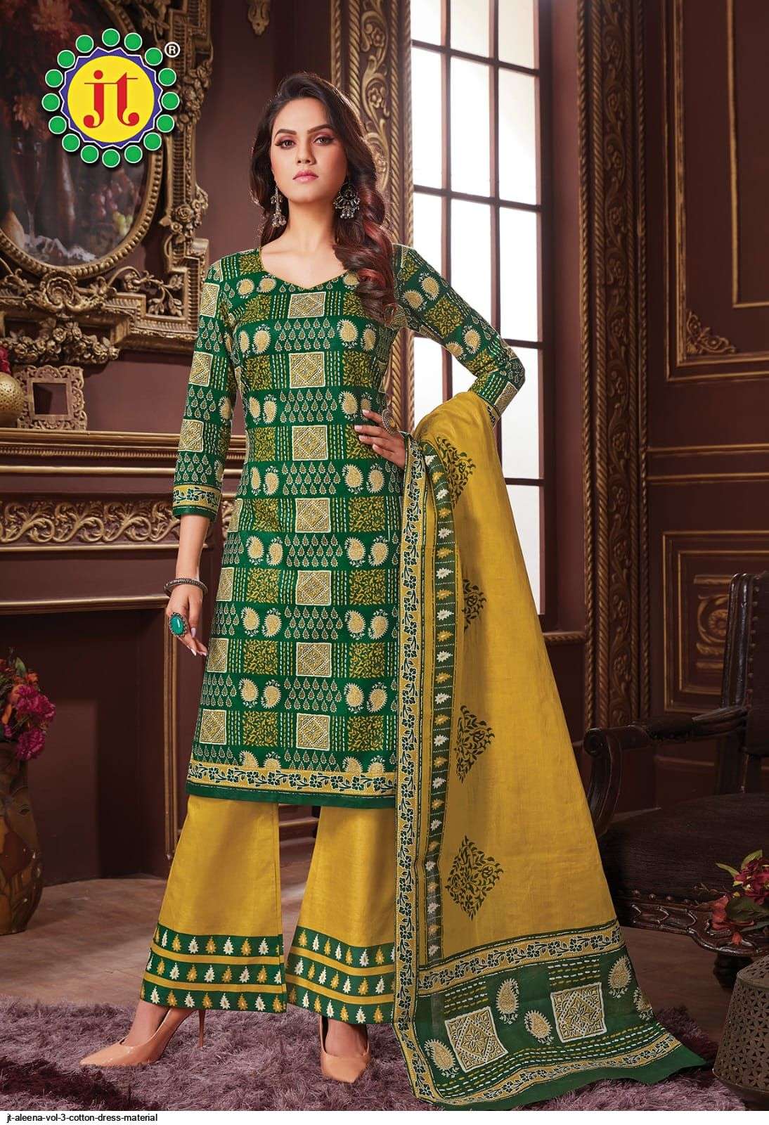 Jt Aleena Vol 3 Catalog Casual Wear Pure Cotton Printed Women Dress Materials