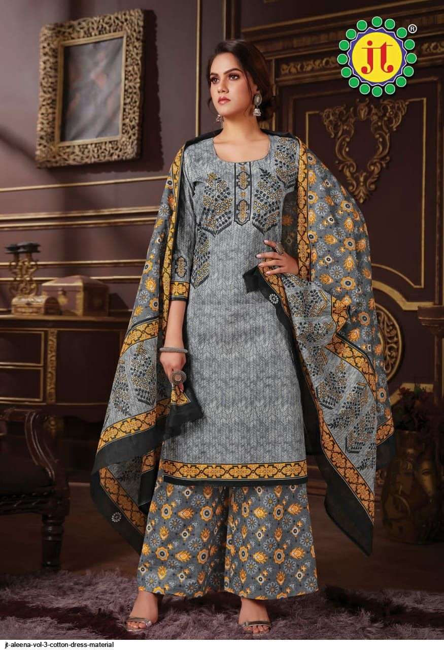 Jt Aleena Vol 3 Catalog Casual Wear Pure Cotton Printed Women Dress Materials