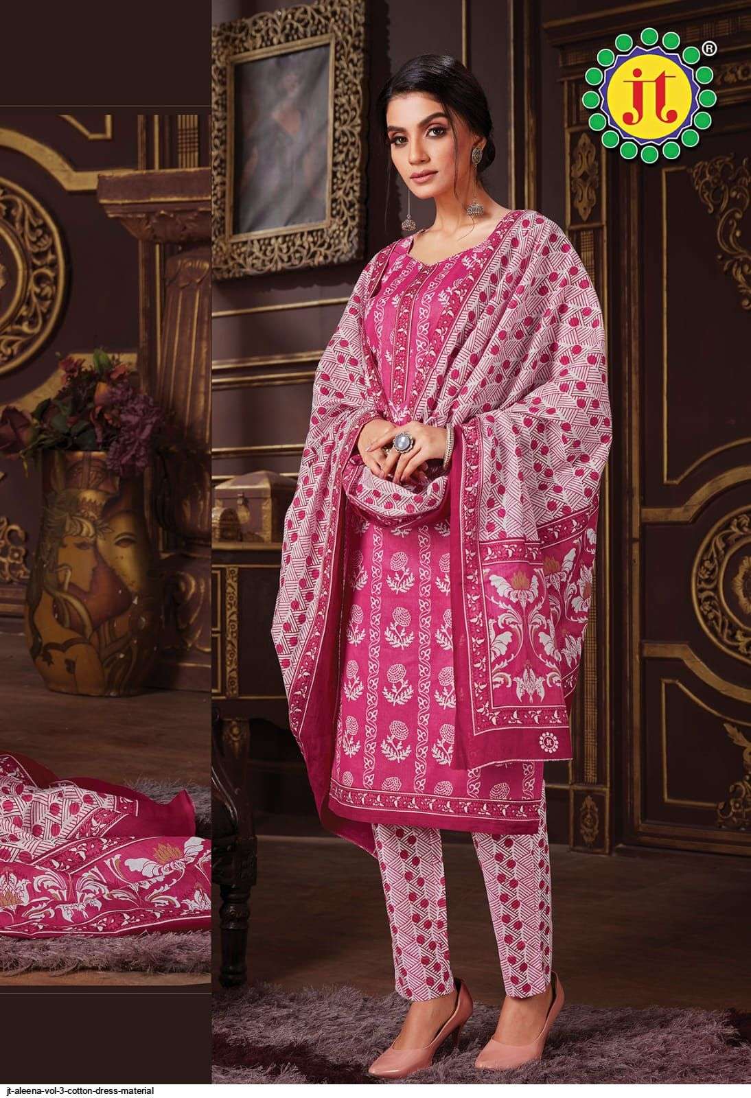 Jt Aleena Vol 3 Catalog Casual Wear Pure Cotton Printed Women Dress Materials