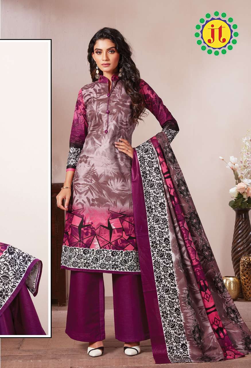 Jt Atifa Catalog Casual Wear Pure Satin Digital Printed Dress Materials 