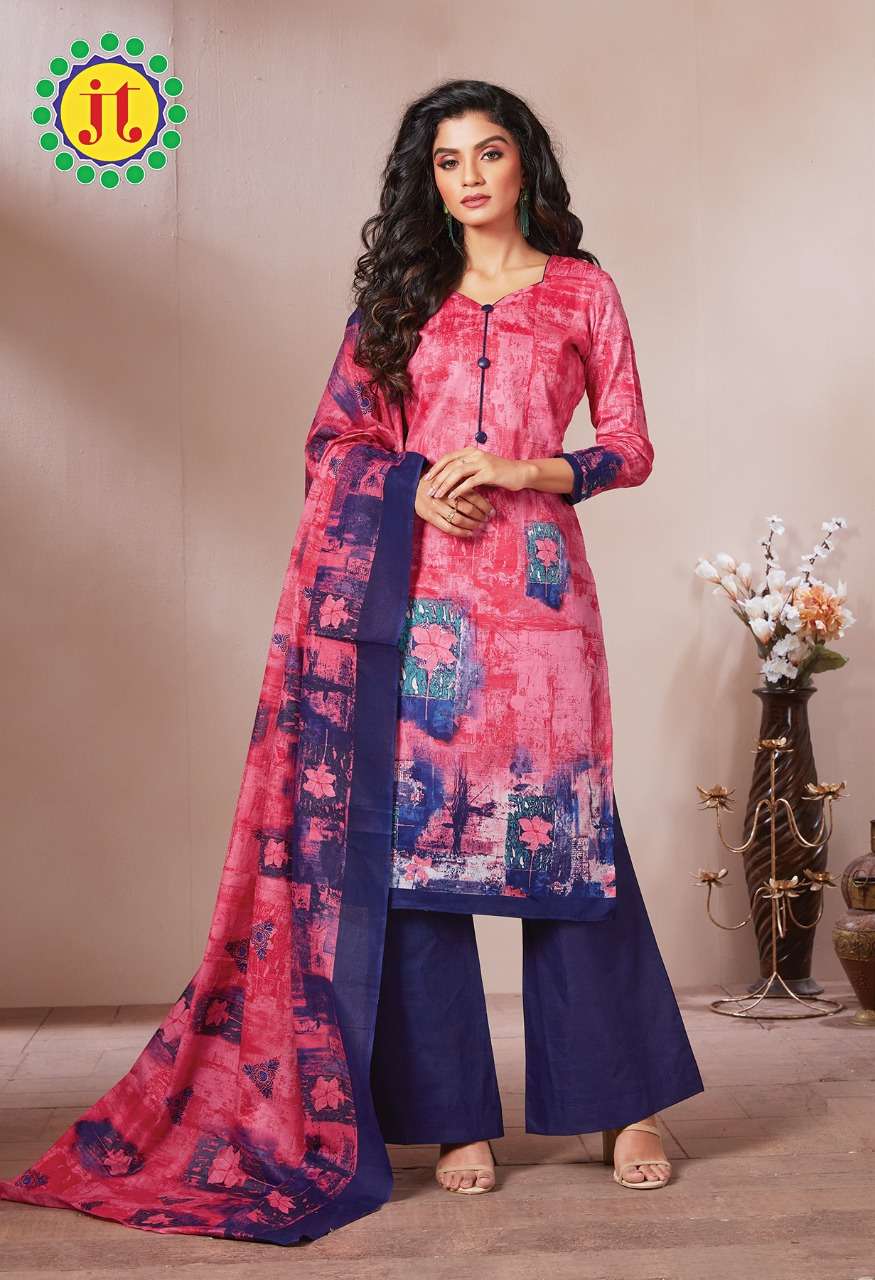 Jt Atifa Catalog Casual Wear Pure Satin Digital Printed Dress Materials 