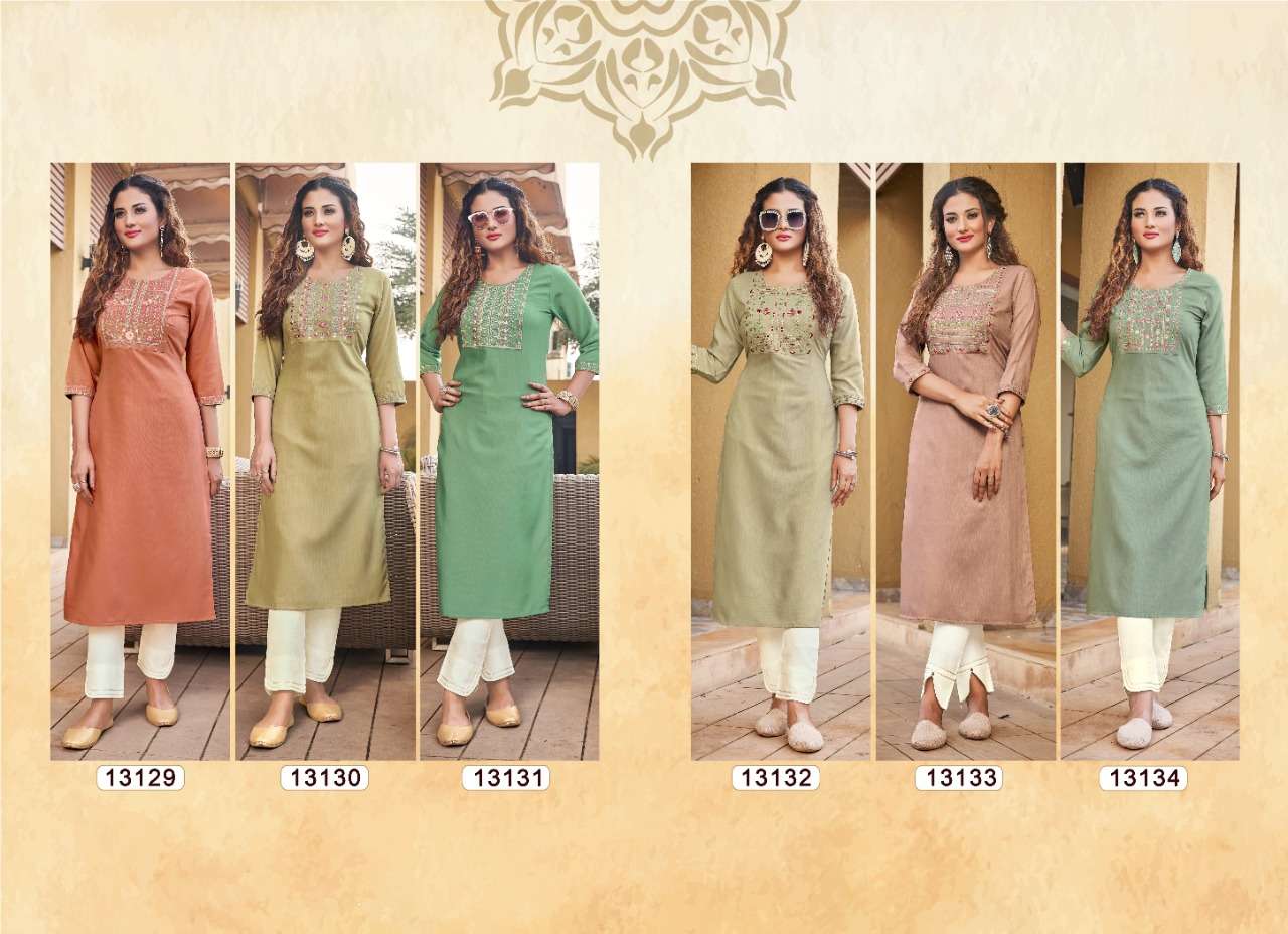 Kalaroop Liza Catalog Fancy Wear Rayon Embroidery Kurtis 