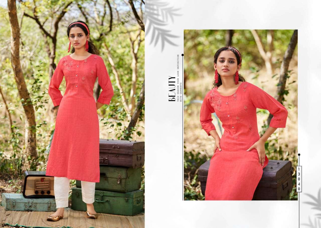 Kalaroop Mentos Catalog Designer Wear Embroidery Work Kurtis Wholesale Rate In Surat 